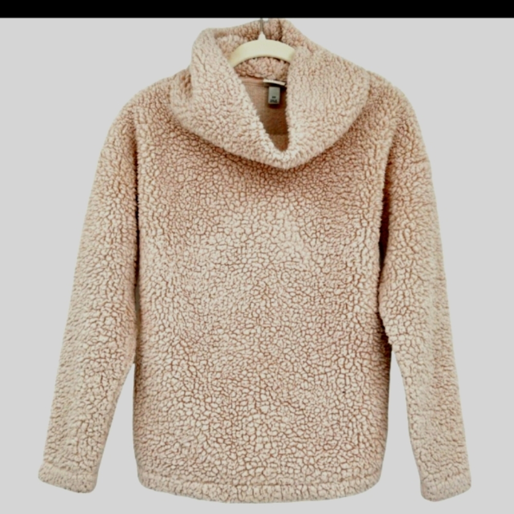 A NEW DAY Sherpa Cowl Neck Cozy Pullover Long Sleeve Athletic Sweatshirt XS Pink